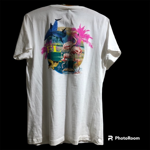 Guy Harvey Tops - Guy Harvey Save Our Seas Flamingo FL White T Shirt NWT